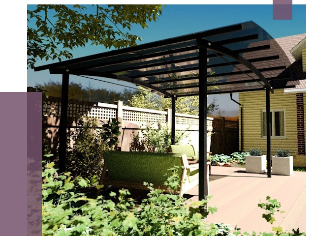 Навесы для террасы в Дмитрах от 13668 руб. под ключ | ПРОЛЁТ-Дмв