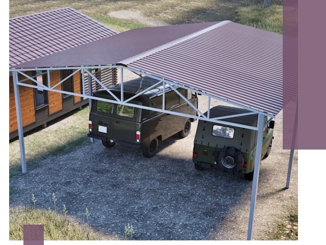 Двускатные навесы под ключ в Дмитрах — изготовление и монтаж